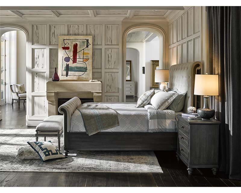 image of Universal Furniture Postscript CUTE-AS-A-BUTTON SLEIGH BED SET